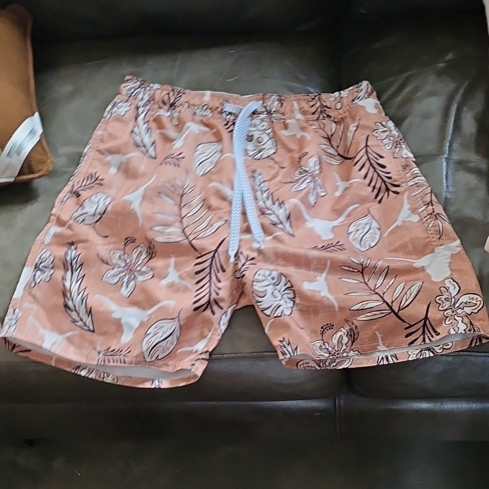 New No Tag Wes & Willy Texas Longhorns Mens Floral Swim Trunks Size L